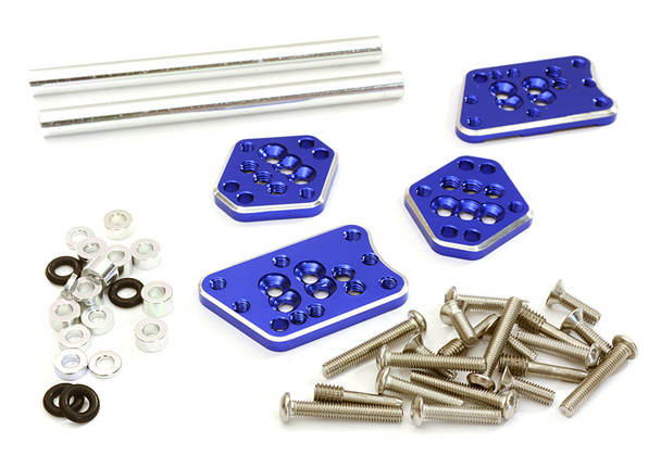 Integy Aluminum Adjustable Shock Mount Plate (4) : Axial SCX10 II C27306BLUE