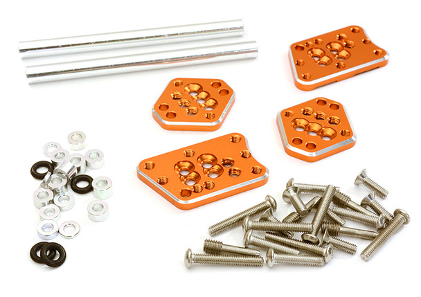 Integy Aluminum Adjustable Shock Mount Plate (4) : Axial SCX10 II C27306ORANGE