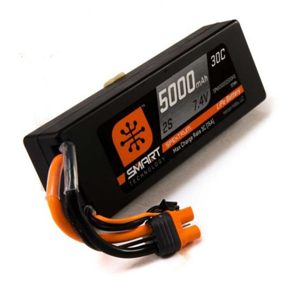 Spektrum 7.4V 5000 mAh 2S 30C Smart LiPo Battery Hardcase IC3 SPMX50002S30H3