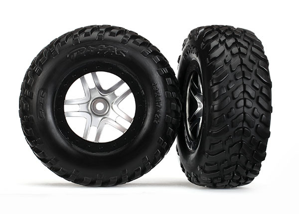 Traxxas 6892 Tires/Wheels Assembled Glued Chrome Beadlock Style Wheels (2) : Slash