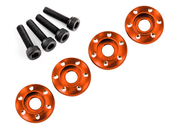 Traxxas Latrax 7668X Alum Wheel Nut Washers Orange (4) w/Screws : LaTrax Teton