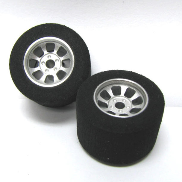 H&R Racing HR1103 Nascar Rear Silver Wide Wheel w/ Foam Tire (2) 1:24 Slot Car