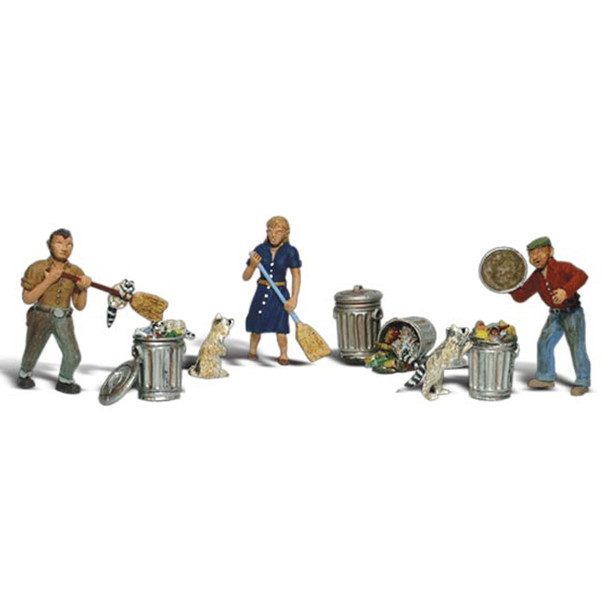Woodland Scenics Accents A1875 Figures - People & Pesky Raccoons - Pkg (8) HO Scale