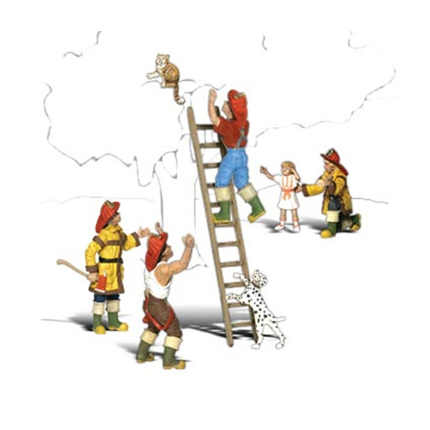 Woodland Scenics Accents A1882 Figures - Firemen to the Rescue - Pkg (8) HO Scale