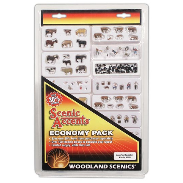 Woodland Scenics A2061 Economy Pack Assorted Farm Set Train Figures N Scale