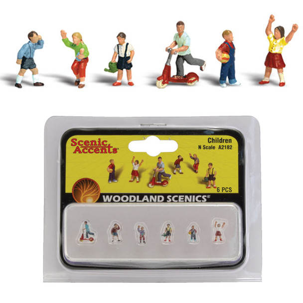 Woodland Scenics Accents A2182 Figures - Children - Pkg (6) N Scale