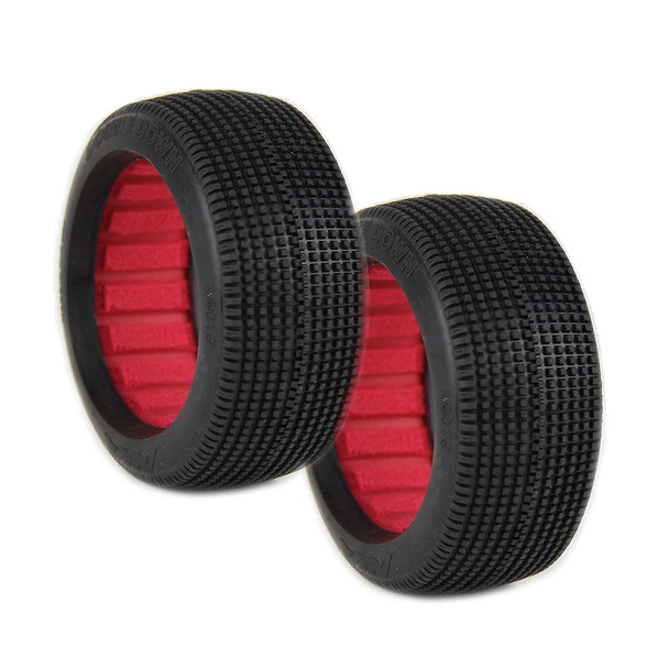 AKA Racing 14019VR 1:8 Buggy Double Down Super Soft Tires w/ Red Inserts (2)