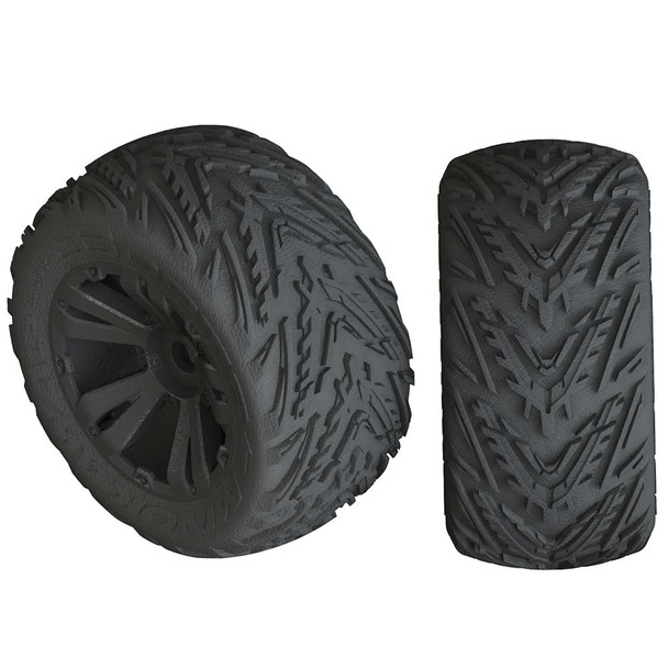 ARRMA dBoots Minokawa LP 4S Tire Set 3.8 Glued Black Wheels (2)