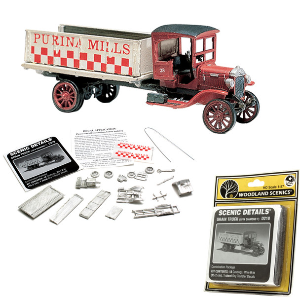 Woodland Scenics Details D218 - Grain Truck 1914 Diamond T - HO Scale Kit