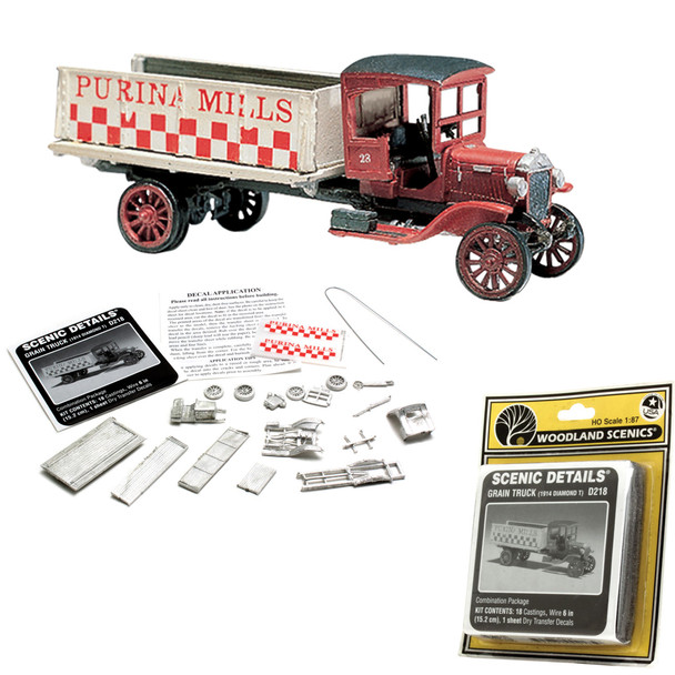 Woodland Scenics Details D218 - Grain Truck 1914 Diamond T - HO Scale Kit