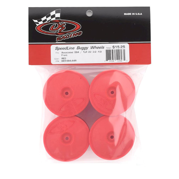 DE Racing Speedline Front Buggy Red Wheels (4Pcs) : B64 - B64D / TLR 22 3.0 - 4.0