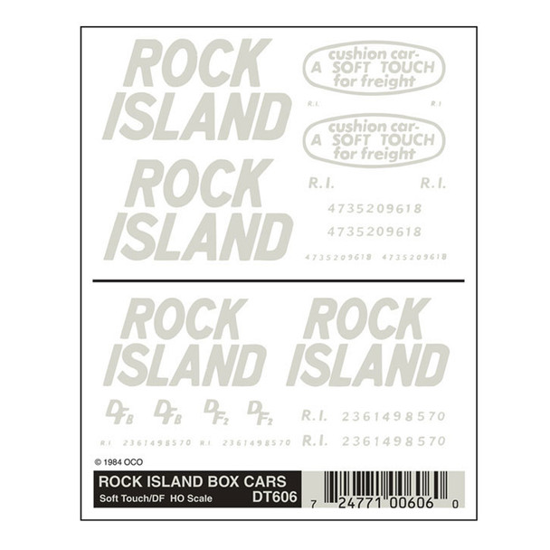 Woodland Scenics DT606 - Dry Transfer Decals - Rock Island Box Cars (2) Car Set