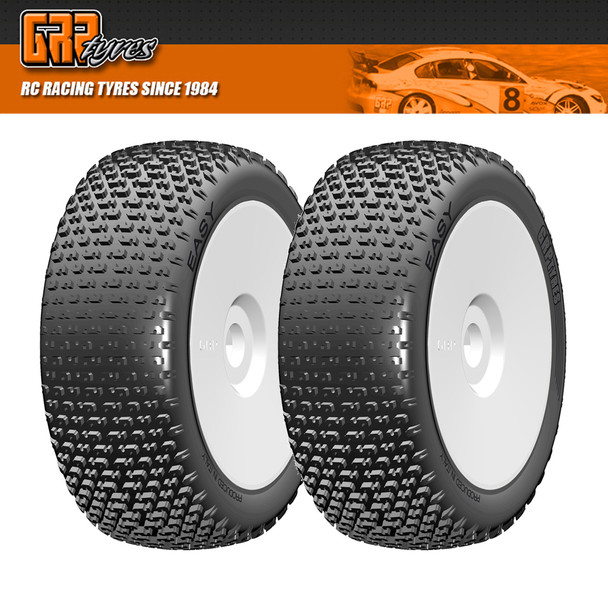 GRP GBX07A 1:8 Buggy EASY A Soft Mounted Tires w/ White Wheel (2) : F/R