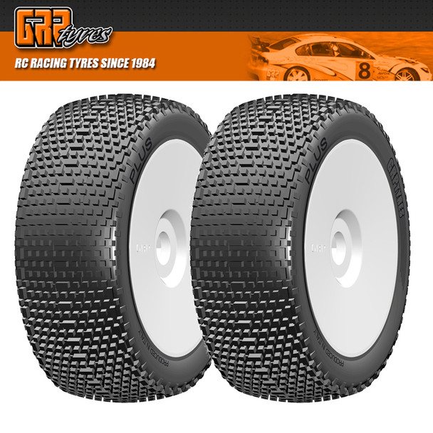 GRP GBX11X 1:8 Buggy PLUS X ExtraSoft Mounted Tires w/ White Wheel (2) : F/R
