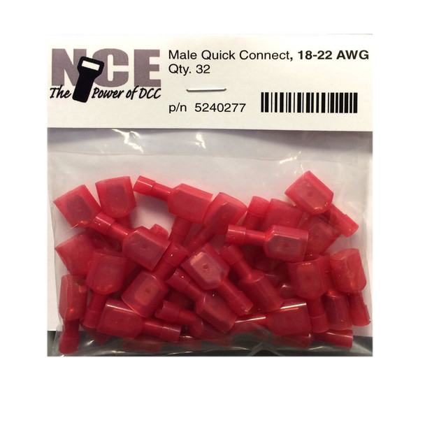 NCE 5240277 Male Quick Connect 18-22 Gauge Red 32pk