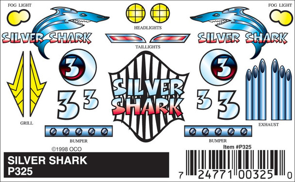 Woodland Scenics PineCar P325 Stick-On Decals - Silver Shark - All Scales