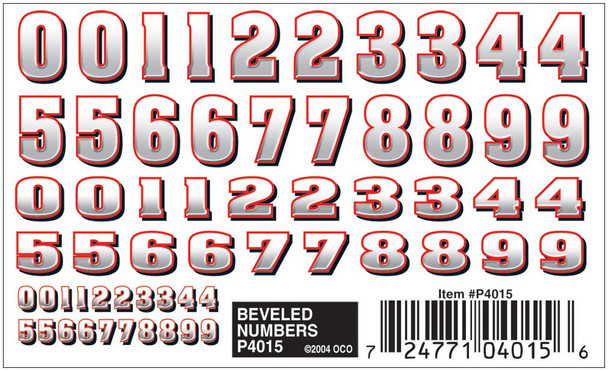 Woodland Scenics PineCar P4015 - Dry Transfer Decals - Beveled Numbers All Scales