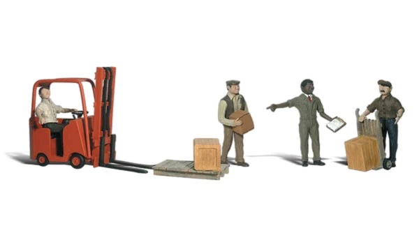 Woodland Scenics Workers With Forklift N Train Figures A2192