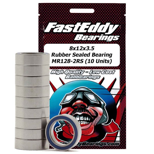 Fast Eddy Bearings TFE276 8x12x3.5 Rubber Sealed Bearing MR128-2RS (10 Units)