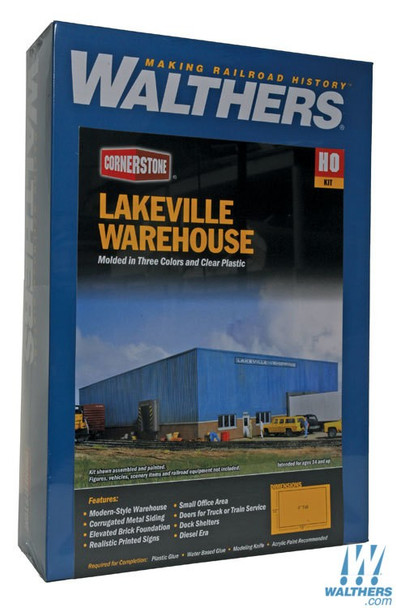 Walthers 933-2917 Lakeville Modern-Style Warehouse Kit - 12 x 19 x 4" : HO Scale