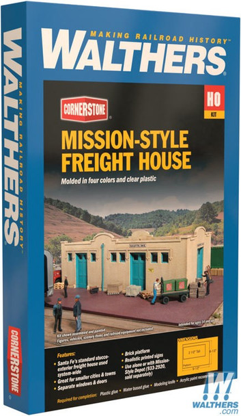Walthers 933-2921 Mission-Style Freight House Kit 9-1/2 x 6-1/2 x 2-1/2" : HO Scale