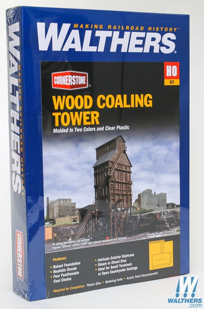 Walthers 933-2922 Wood Coaling Tower Kit - 7-1/2 x 6-1/2 x 10-5/8" : HO Scale