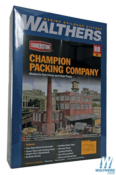 Walthers 933-3048 Champion Packing Plant Kit 16-3/8 x 7-1/8 x 5-15/16" : HO Scale