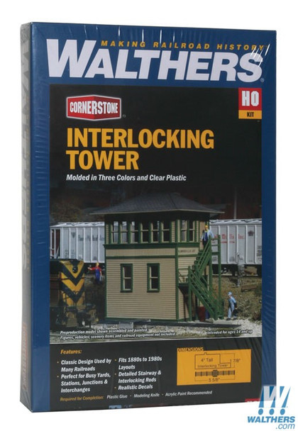 Walthers 933-3071 Interlocking Tower Kit - 5 x 1-7/8 x 4" : HO Scale