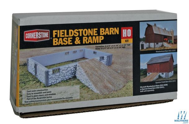 Walthers 933-3331 Fieldstone Barn Base & Ramp Kit : HO Scale