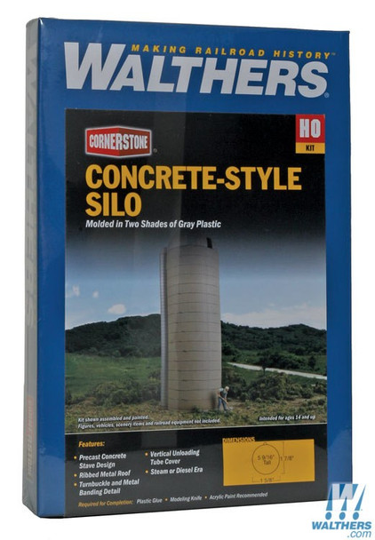 Walthers 933-3332 Concrete-Style Silo Kit - 1-5/8" x 5-1/2" : HO Scale