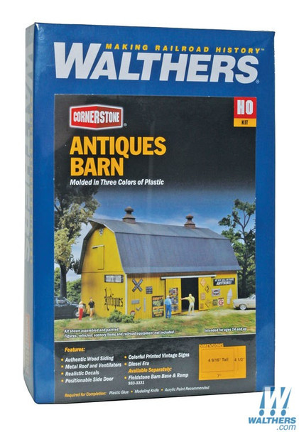 Walthers 933-3339 Antiques Barn Kit - 7 x 4-1/2 x 4-9/16" : HO Scale