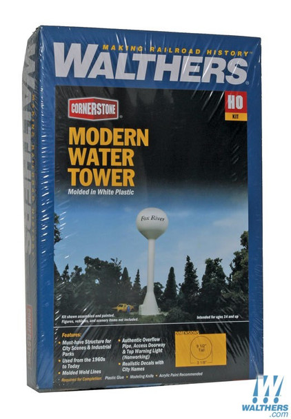 Walthers 933-3528 Modern Water Tower Kit 9-1/2" Tall x 3-1/8" Diameter : HO Scale