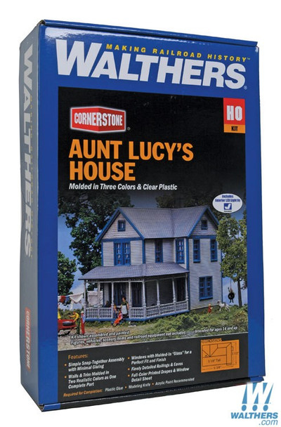 Walthers 933-3651 Aunt Lucy's House Kit - 4 x 5-3/4 x 5-1/8" : HO Scale