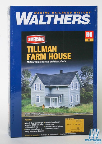 Walthers 933-3789 Tillman Farm House Kit - 4-11/16 x 4-1/4 x 4-3/8" : HO Scale