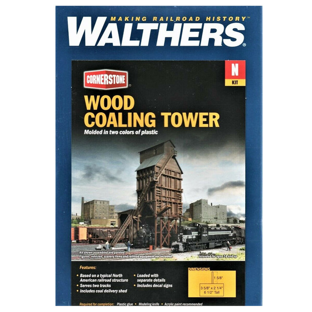Walthers 933-3823 Wood Coaling Tower Kit - 3-5/8 x 2-1/4 x 6-1/2" : N Scale