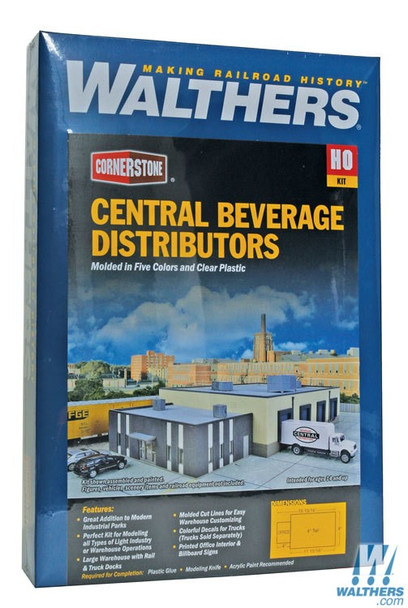 Walthers 933-4042 Central Beverage Distributors w/ Office Annex Kit : HO Scale