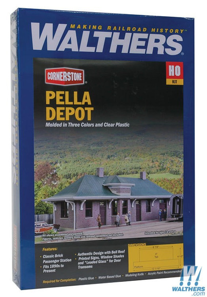 Walthers 933-4054 Pella Depot Kit - 12 x 5 x 3-1/2"  : HO Scale