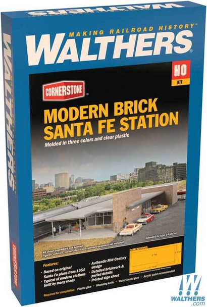 Walthers 933-4064 Modern Brick Santa Fe Station Kit : HO Scale