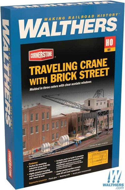 Walthers 933-4096 Traveling Crane w/ Brick Street Kit : HO Scale