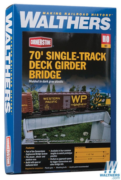 Walthers 933-4507 70' Single-Track Railroad Deck Girder Bridge Kit : HO Scale