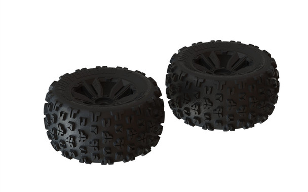 ARRMA ARA550059 dBoots Copperhead2 MT Tire/Wheels Set Black (2) : Kraton / Outcast