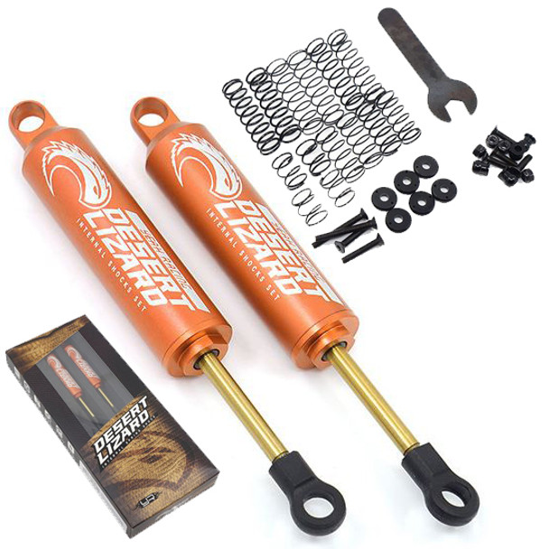 Yeah Racing 90mm Desert Lizard Two Stage Internal Spring Damper Shocks (2) Orange