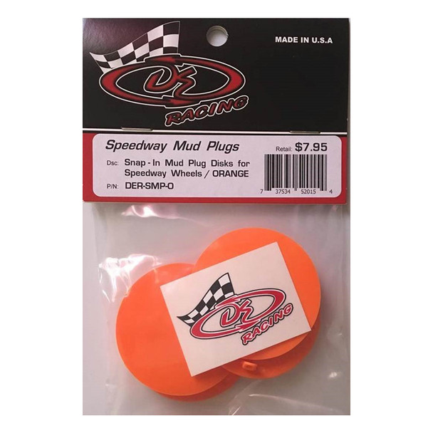 DE Racing DER-SMP-O Snap-In Mud Plugs Disk : Speedway Wheels Orange (4)