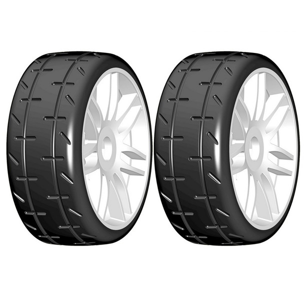 GRP GTH01-R1 1:8 GT T01 REVO R1 Rain Belted Tire w/ White Wheel (2)