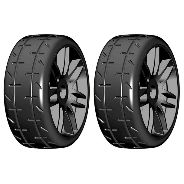 GRP GTX01-R1 1:8 GT T01 REVO R1 Rain Belted Tire w/ Black Wheel (2)