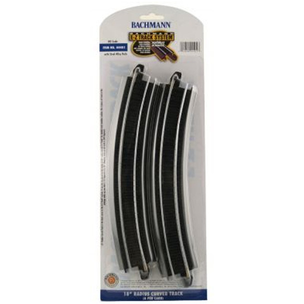 Bachmann 44401 EZ-Track 18" Radius Curve Track (4) w/ Steel Alloy Rails HO Scale