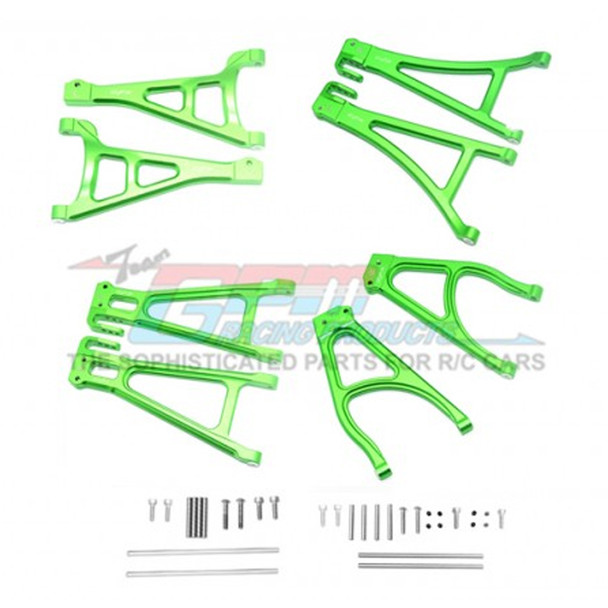 GPM Racing Alum Full Suspension Arm Set F/R & Up/Low Green : Traxxas E-Revo VXL 2.0