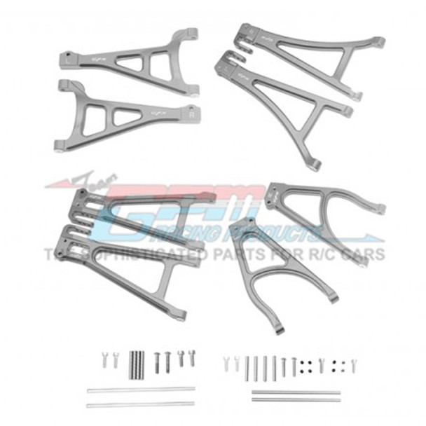 GPM Racing Alum Full Suspension Arm Set F/R & Up/Low Grey : Traxxas E-Revo VXL 2.0