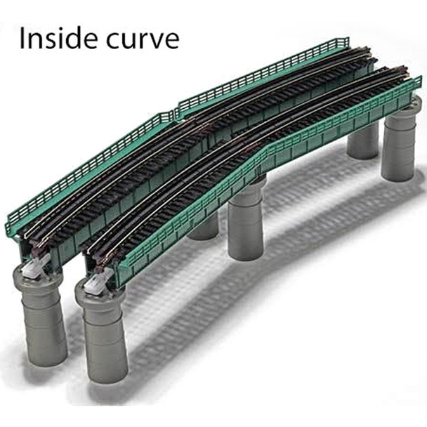 Kato 20823 Single-Track Inside Curved Deck-Girder Bridge 4-Pack Track Unitrack N Scale