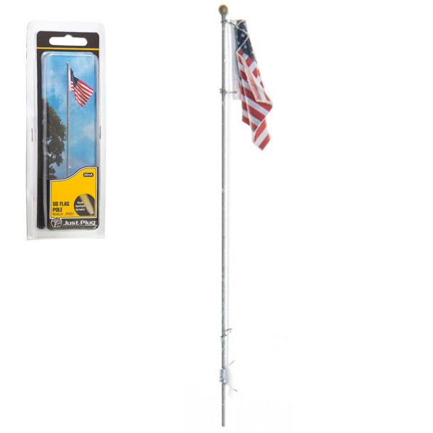Woodland Scenics JP5951 Just Plug - Medium US Flag - Pole w/ Small Spotlight